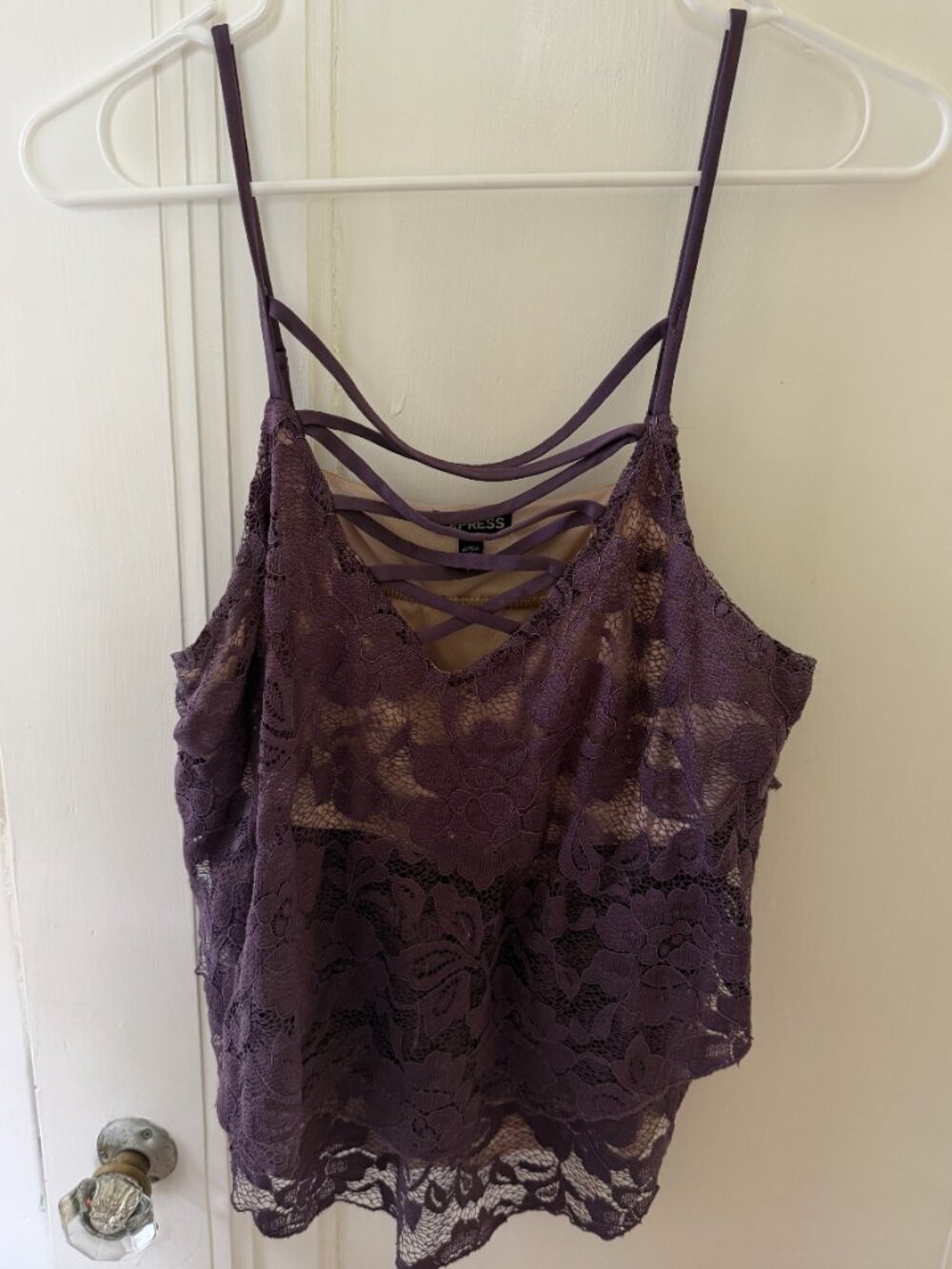 Express Purple Lace Strappy Back Camisole Top Size Small